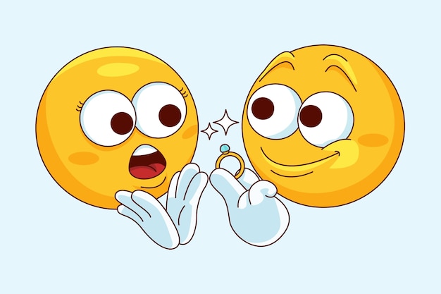 Kostenloser Vektor emoji-illustration für eine hochzeit