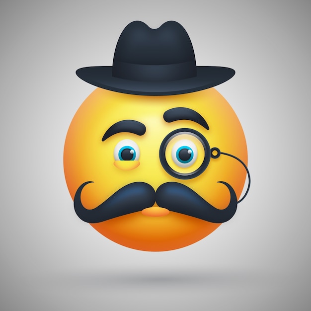 Kostenloser Vektor emoji-illustration mit schnurrbart