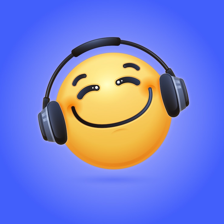 Kostenlose Vektor emoji-illustration zum hören von musik