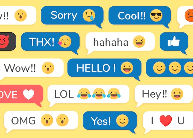 Emojis in nachrichten Kostenlosen Vektoren