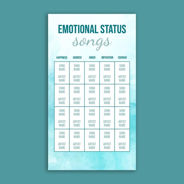 Emotionale Status-Song-Bingo-Instagram-Geschichte