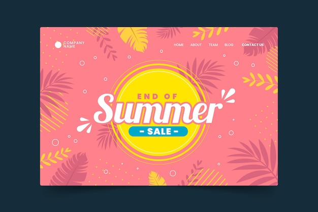 Kostenloser Vektor ende der saison sommer sale landing page