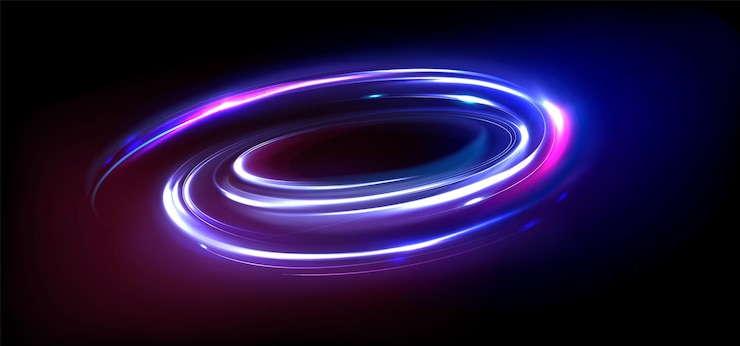 Kostenlose Vektor energie-kugel mit blauem und rosa neon-leucht-effekt