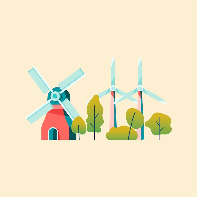 Kostenloser Vektor energie sparen mit windkraft