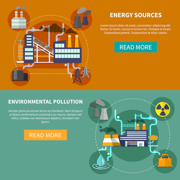 Energiequellen und umweltverschmutzungsbanner