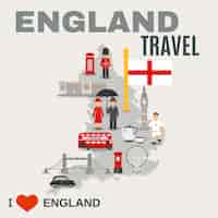 Kostenloser Vektor england-kultur für reisende poster