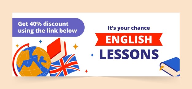 Englischunterricht Facebook Cover-Vorlage