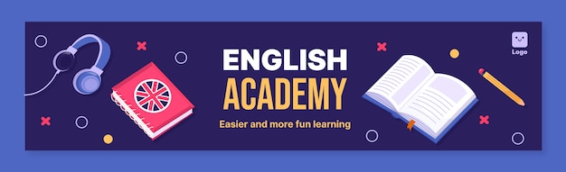 Englischunterricht für flache Gestaltung verknüpft mit einem Banner