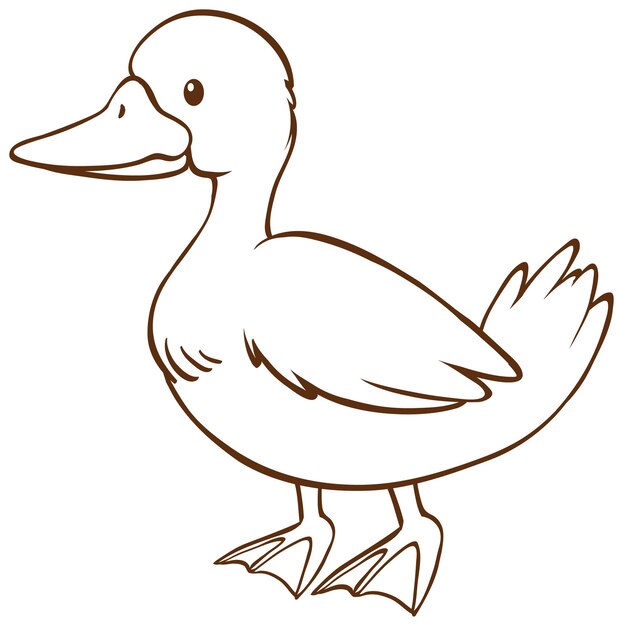 Ente im einfachen Doodle-Stil auf weißem Hintergrund