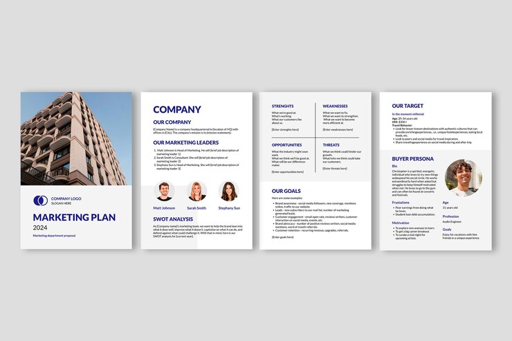 Kostenlose Vektor entwurf der vorlage für den marketingplanvorschlag