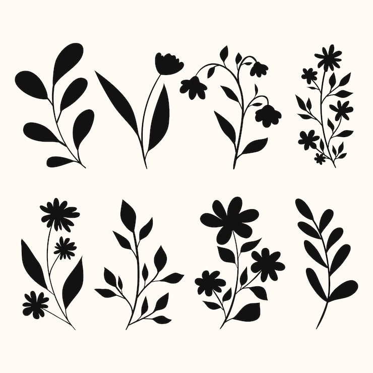 Kostenlose Vektor entwurf von flachen blumen-silhouetten illustration