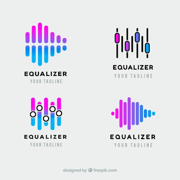 Equalizer-Logo-Sammlung mit flachem Design