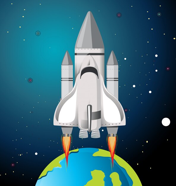 Erde und Raketenszene