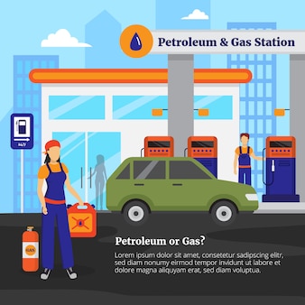 Erdöl- und tankstelle-illustration