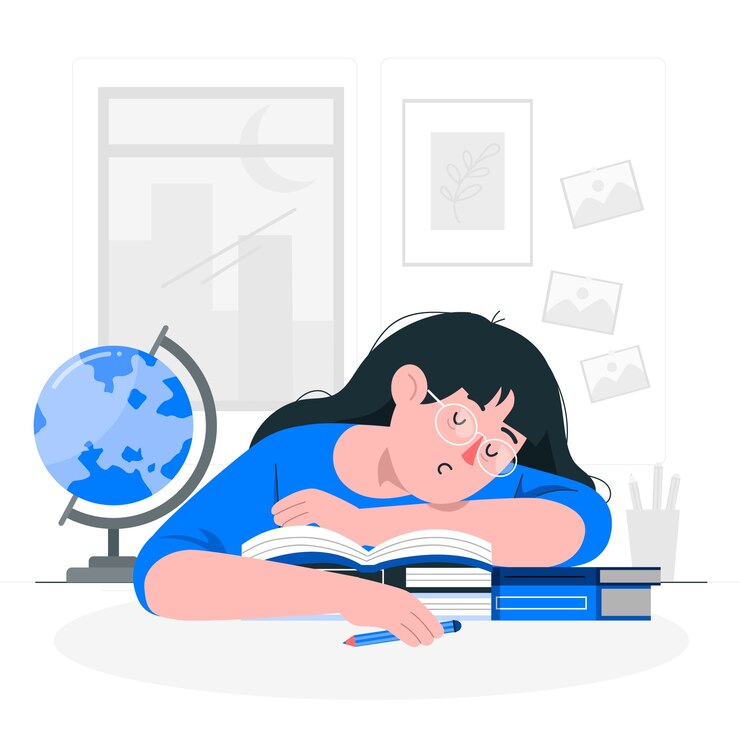 Kostenlose Vektor ermüdete schüler-konzept-illustration