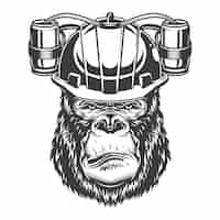 Kostenloser Vektor ernster gorilla im monochromen stil