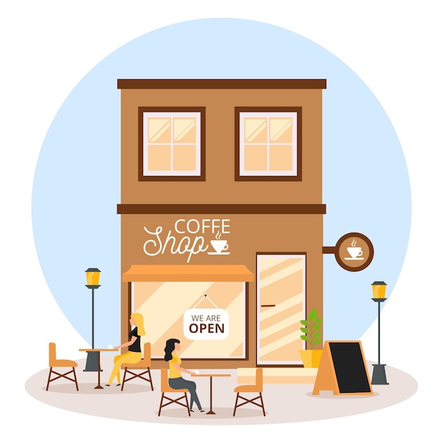 Eröffnete ein Café mit einer Person am Tisch