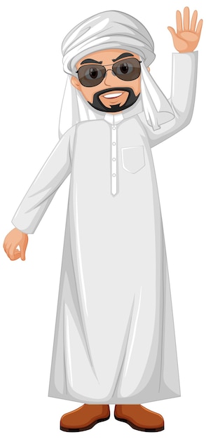 Kostenloser Vektor erwachsener mann arabisch, der arabischen kostümcharakter trägt