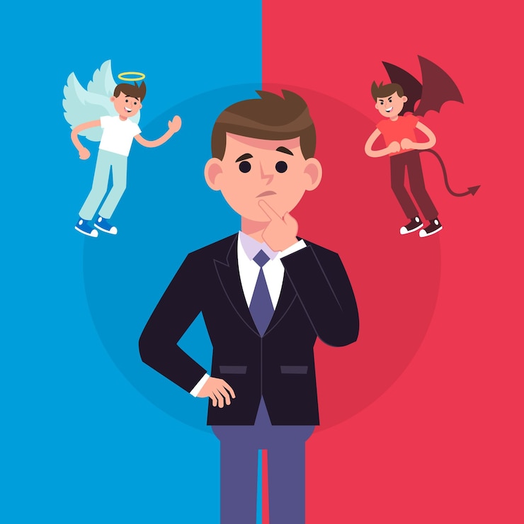 Kostenlose Vektor ethische dilemma-illustration