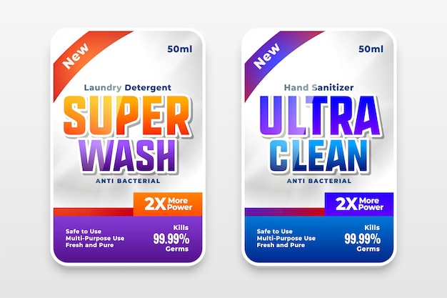 Etikettendesign für waschmittel und reiniger