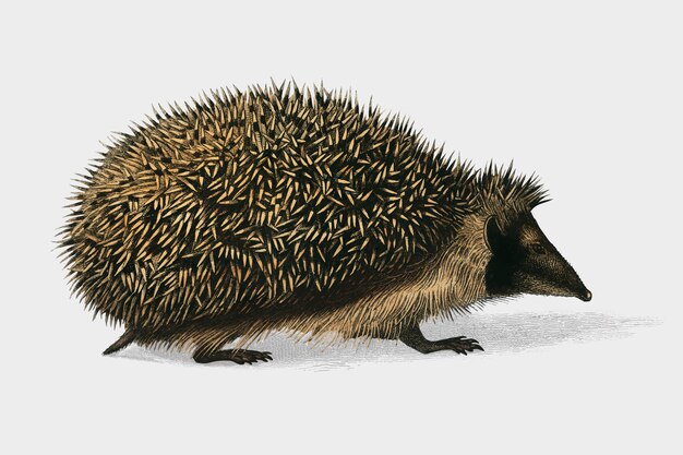 Europäischer Igel (Erinaceus Europaeus), illustriert von Charles Dessalines D&#39;Orbigny (1806-1876).