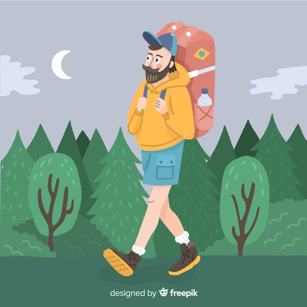 Explorer mit Rucksack Hintergrund