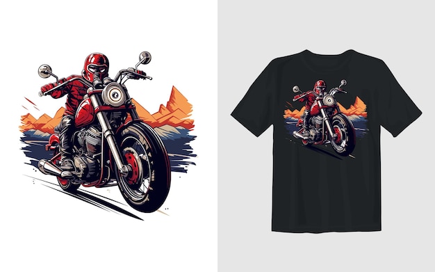 Kostenloser Vektor extreme dirt-bike-cartoon-vektor-illustration biker-t-shirt-design