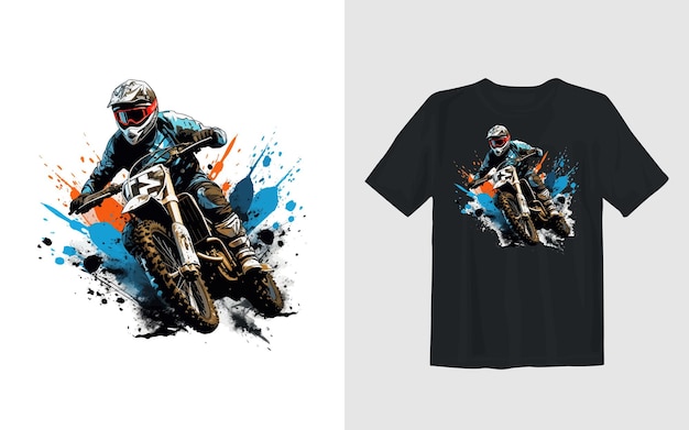 Extremer dirtbike-cartoon-vektor-illustration-biker-t-shirt-design