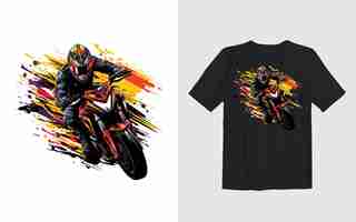 Kostenloser Vektor extremer dirtbike-cartoon-vektor-illustration-biker-t-shirt-design