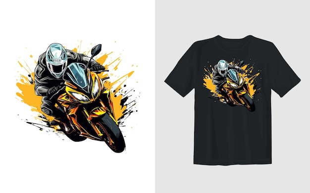 Kostenloser Vektor extremer dirtbike-cartoon-vektor-illustration-biker-t-shirt-design