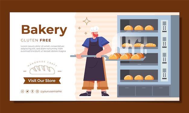 Kostenloser Vektor facebook-anzeigenvorlage für bäckereien mit flachem design