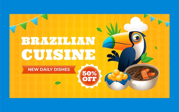 Facebook-beitrag zum brasilianischen restaurant mit farbverlauf