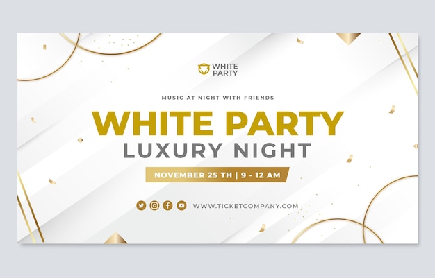 Facebook-Beitrag zur luxuriösen weißen Party mit Farbverlauf