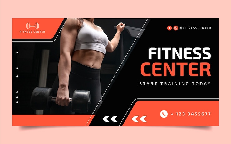 Kostenlose Vektor facebook-beitragsvorlage für fitnesscenter