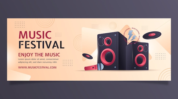 Kostenloser Vektor facebook-cover des gradient music festivals