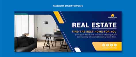 Kostenloser Vektor facebook-cover für immobilien mit farbverlauf