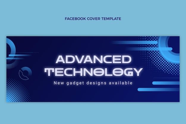 Kostenloser Vektor facebook-cover mit farbverlaufshalbtontechnologie