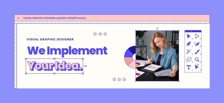 Kostenlose Vektor facebook-cover-vorlage für grafikdesigner im flachen design