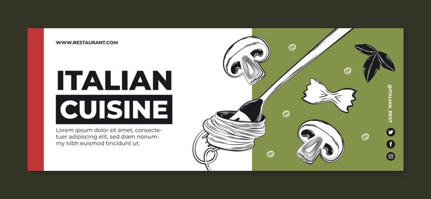 Facebook-cover-vorlage für italienisches restaurant