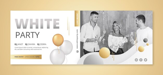 Facebook-Cover-Vorlage für weiße Party mit Farbverlauf