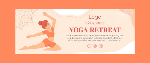 Kostenloser Vektor facebook-cover-vorlage für yoga-retreats