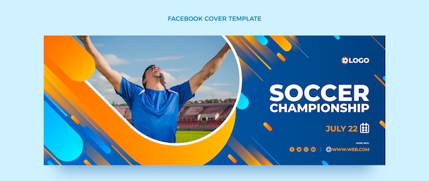 Facebook-cover-vorlage mit verlaufsfußball