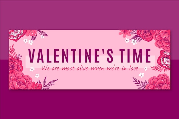 Facebook-cover zum valentinstag mit blumenmuster