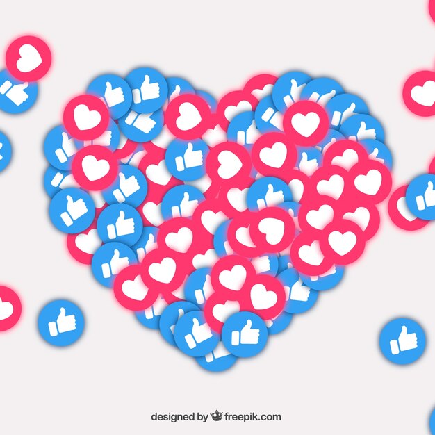 Facebook-Hintergrund mit Likes und Herzen