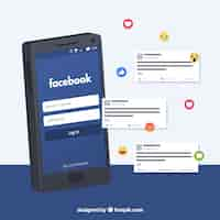 Kostenloser Vektor facebook mobile post mit flachem design