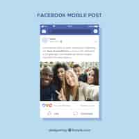 Kostenloser Vektor facebook mobile post mit flachem design