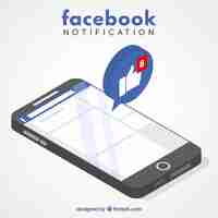 Kostenloser Vektor facebook notfikationskonzept mit smartphone