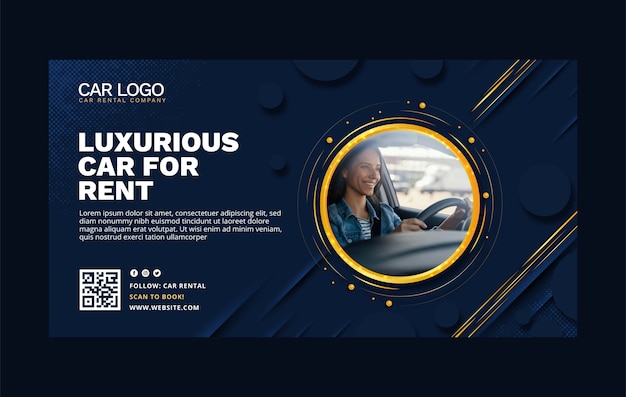 Facebook-Post der luxuriösen Autovermietung im flachen Design