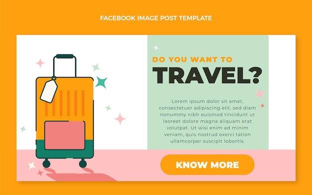 Kostenloser Vektor facebook-post für reisen im flachen design