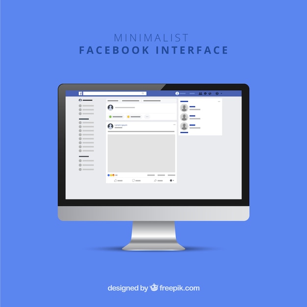 Kostenloser Vektor facebook-weboberfläche mit minimalistischem design